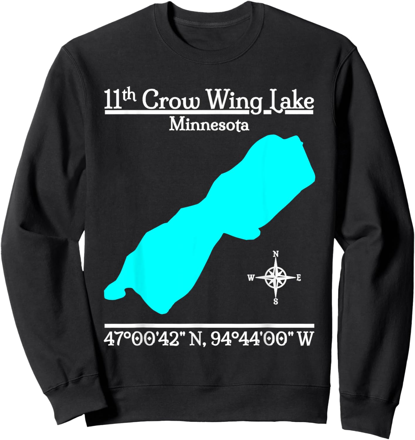 Eleventh Crow Wing Lake - Minnesota Sweatshirt - Sweatshirt | Black