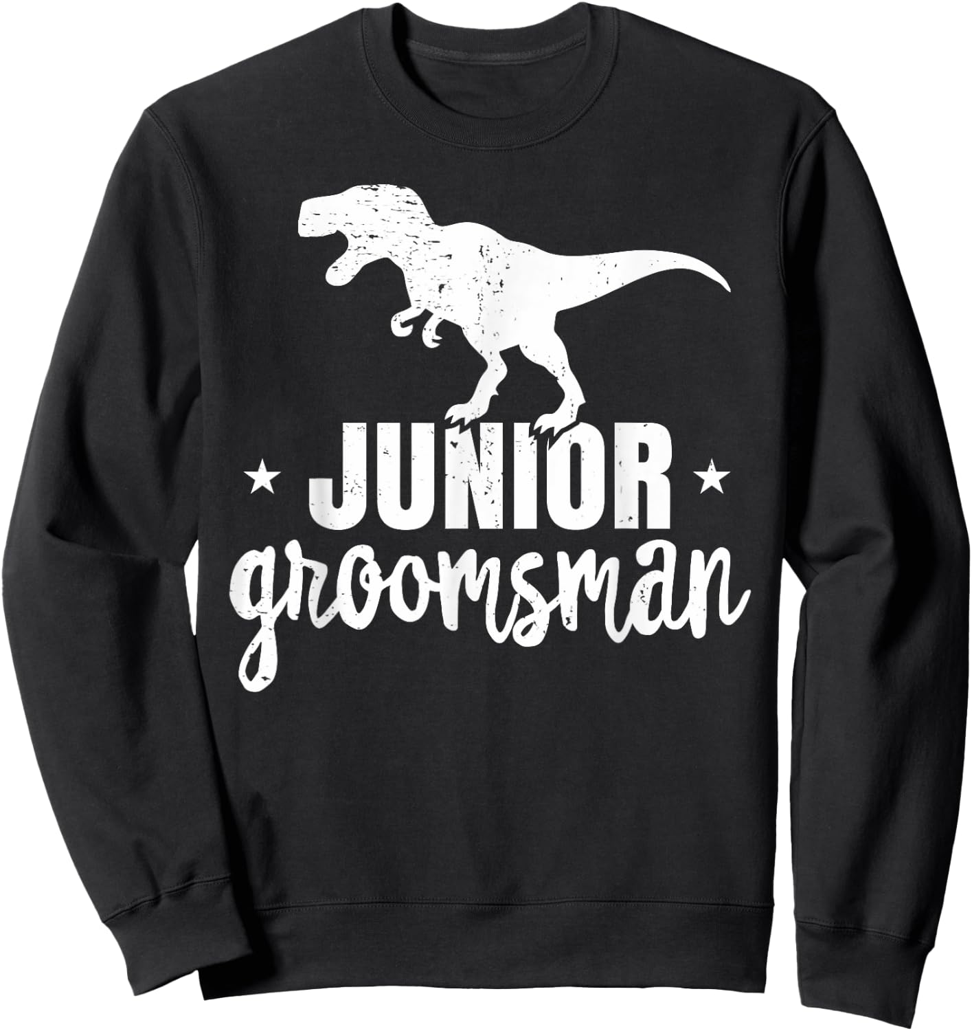 Kids T-Rex Junior Groomsman Dinosaur Wedding Party Gift Sweatshirt - Sweatshirt | Black