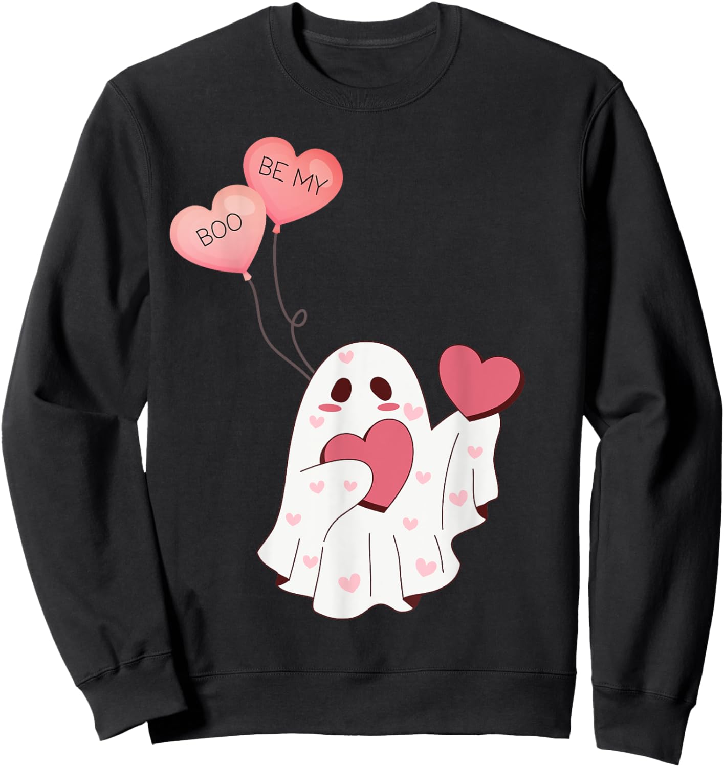 Valentine Ghost, Be my Boo, Hearts, Holiday Sweatshirt - Sweatshirt | Black