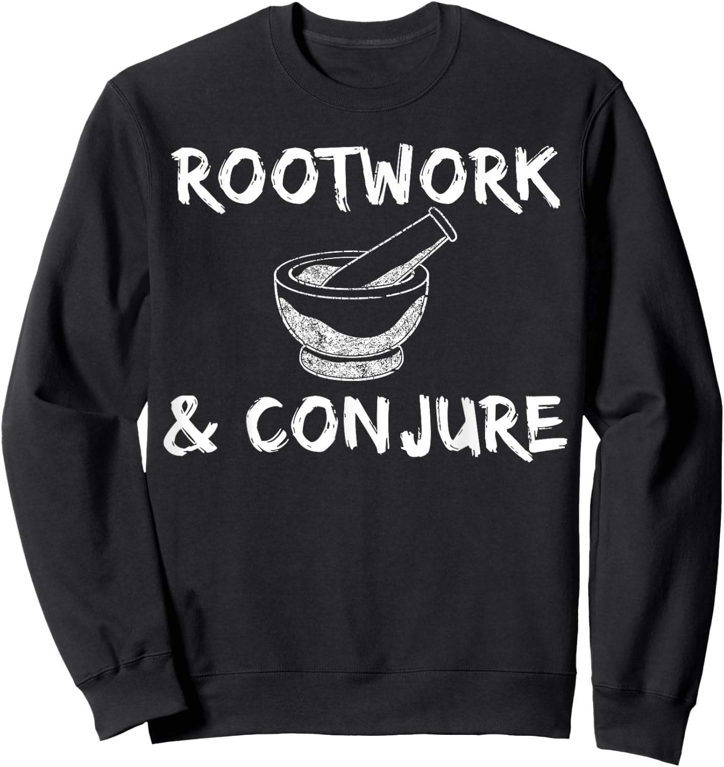 Rootwork & Conjure Mortar Pestle Voodoo Hoodoo Sweatshirt - Sweatshirt | Black
