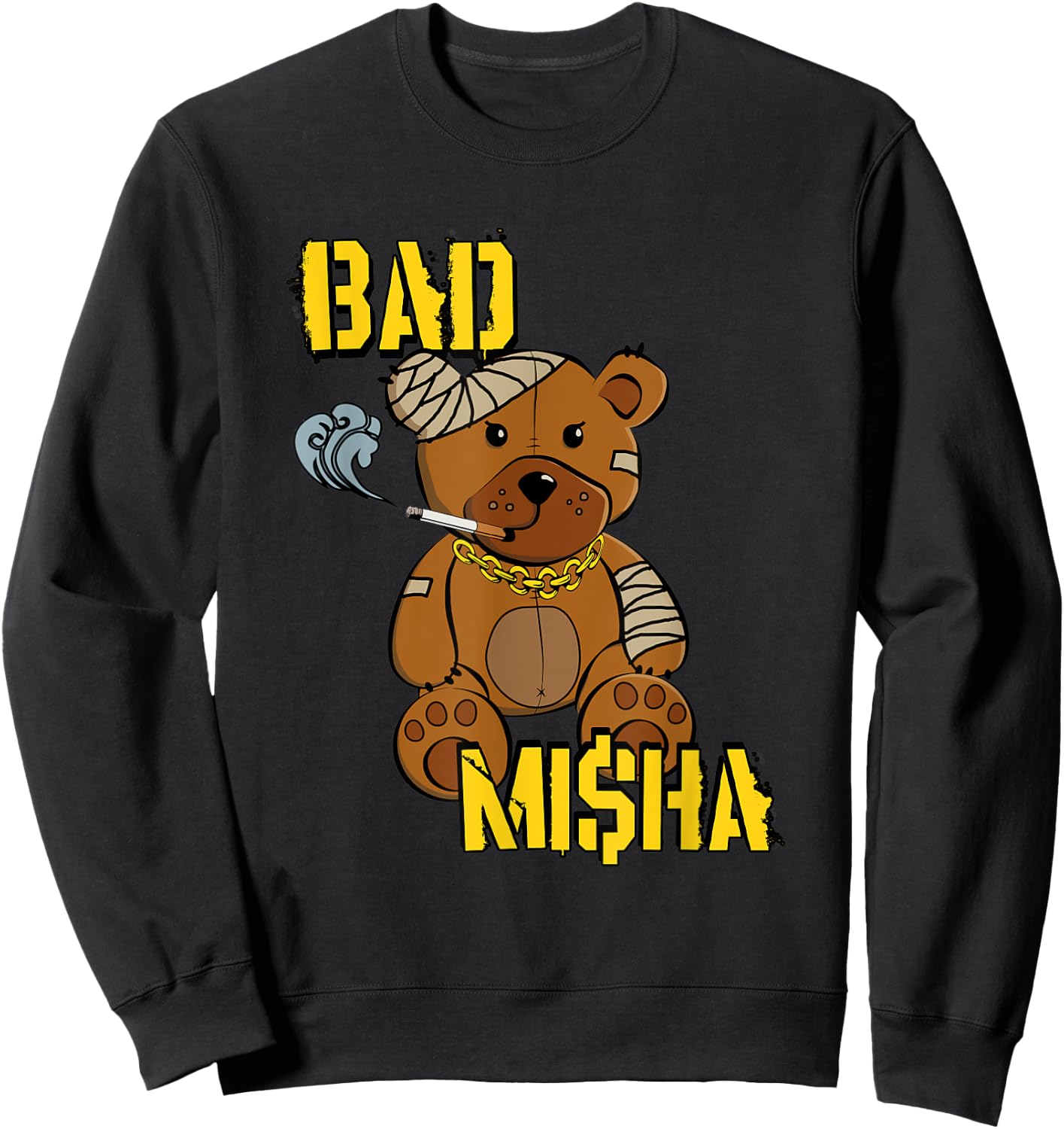 Bad Misha Bear Teddy Attitude Cool Cartoon Anime Kawaii Sweatshirt - Sweatshirt | Black