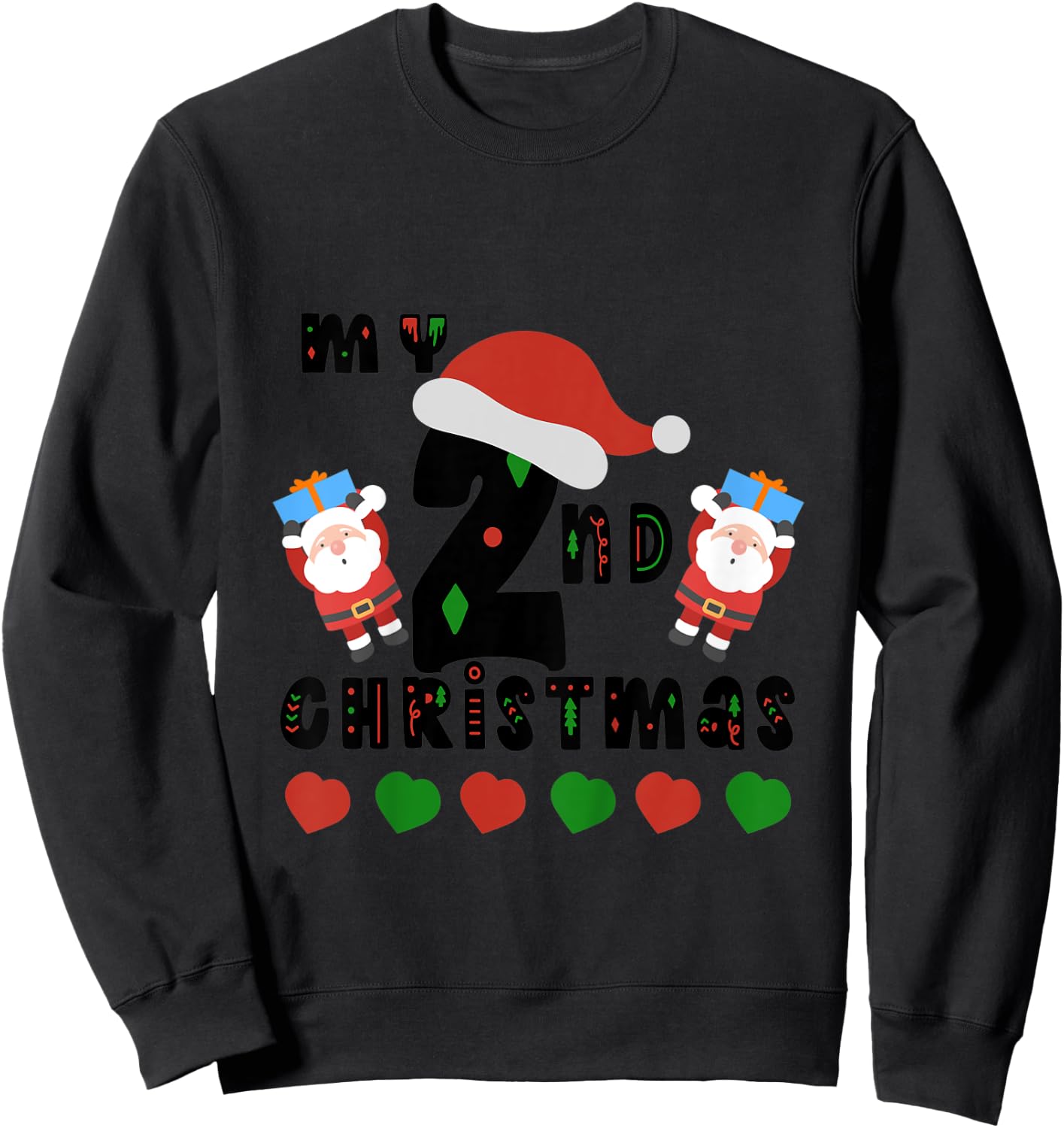 Kids My Second Christmas Baby Child 2nd Xmas Gift Sweatshirt - Sweatshirt | Black