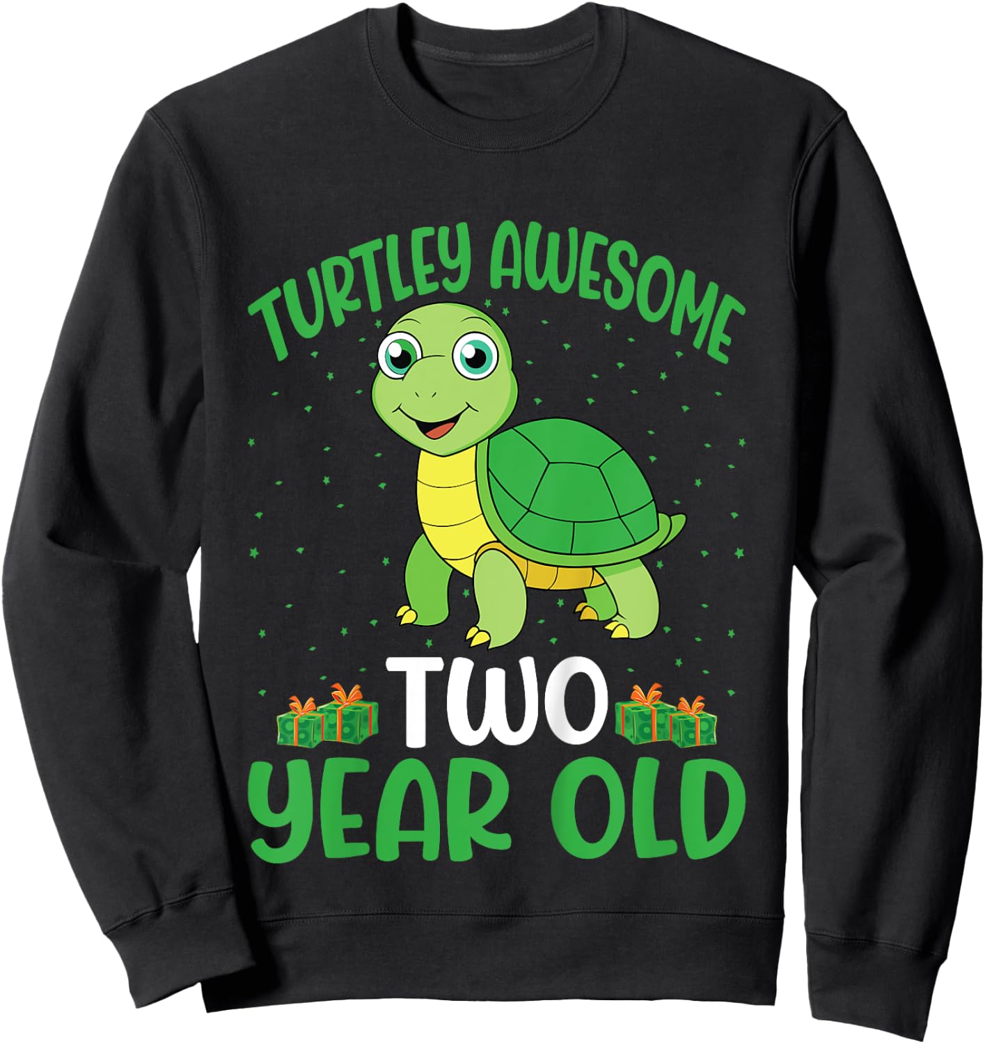 Kids Turtley Awesome Two Year Old Cute Turtle 2nd Birthday Kids Sweatshirt - Sweatshirt | Black
