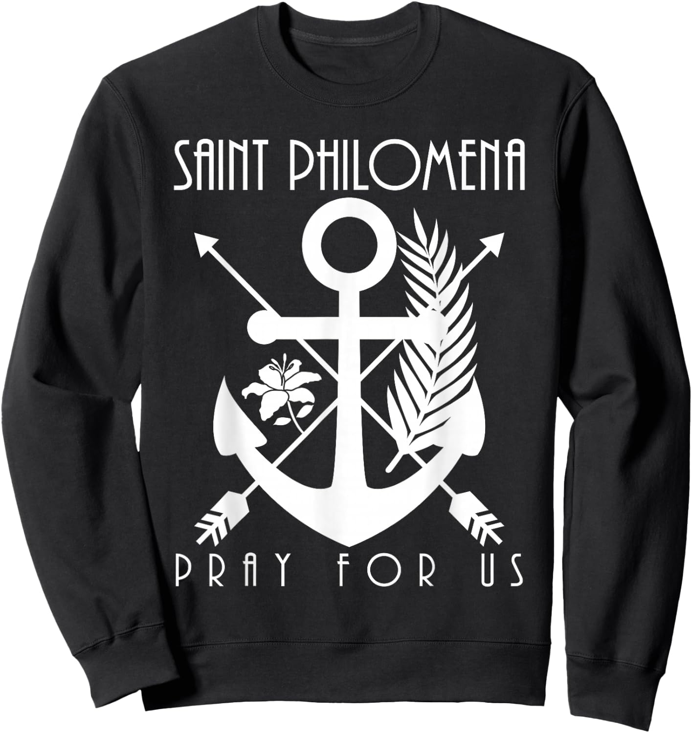 St Philomena Symbols Catholic Girls Saints Youth Sweatshirt - Sweatshirt | Black