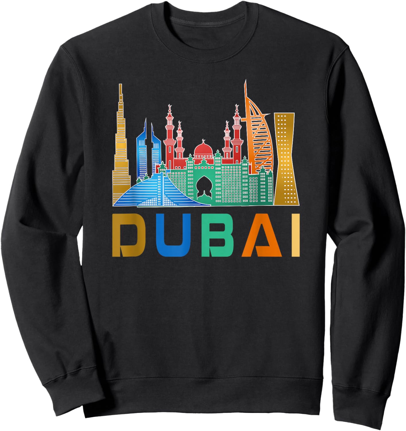 Dubai, United Arab Emirates Souvenir I Love Dubai Skyline Sweatshirt - Sweatshirt | Black