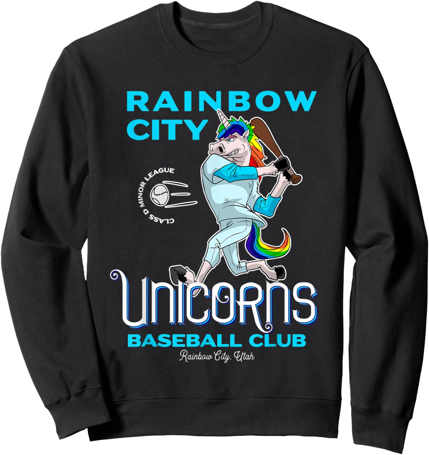 Rainbow City Unicorns Minor League Baseball Team Sweatshirt - Sweatshirt | Black