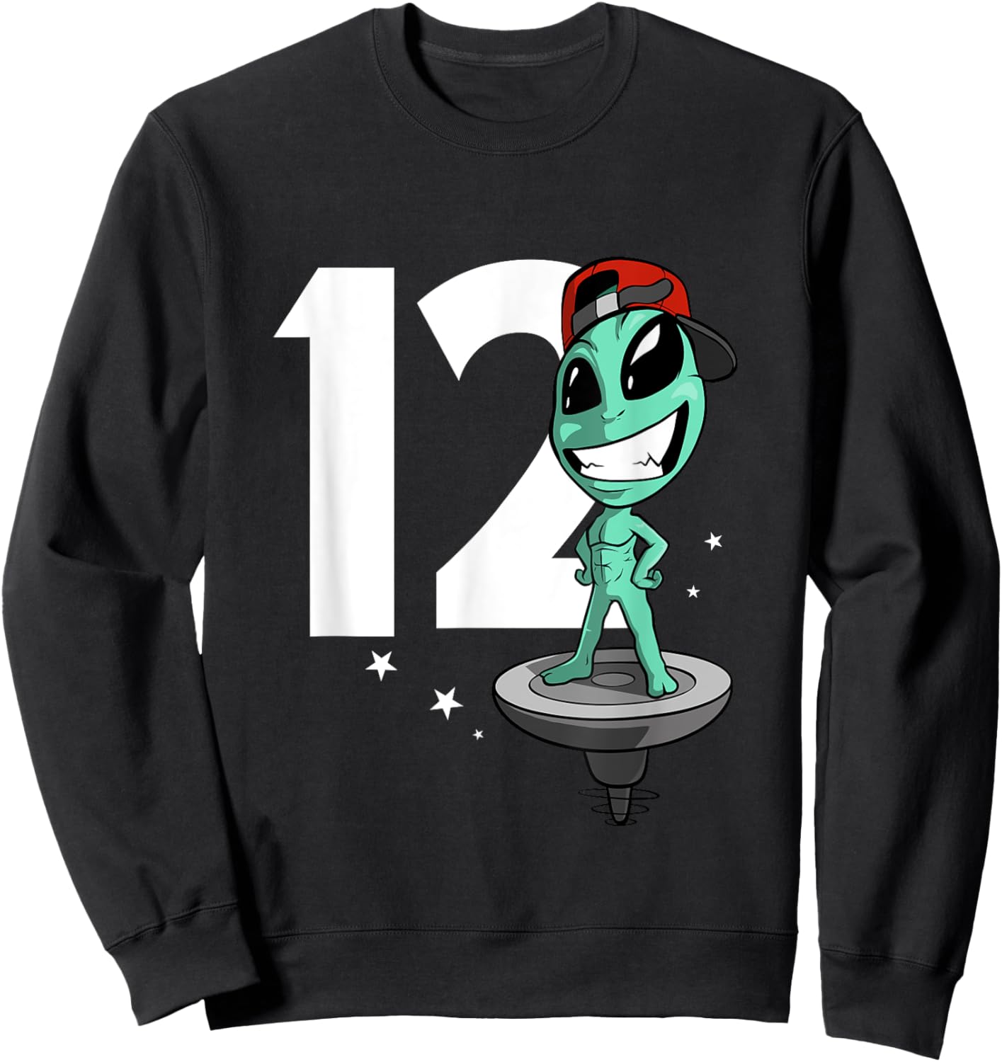 Alien 12 Year Old Boy 12th Birthday Sweatshirt - Sweatshirt | Black