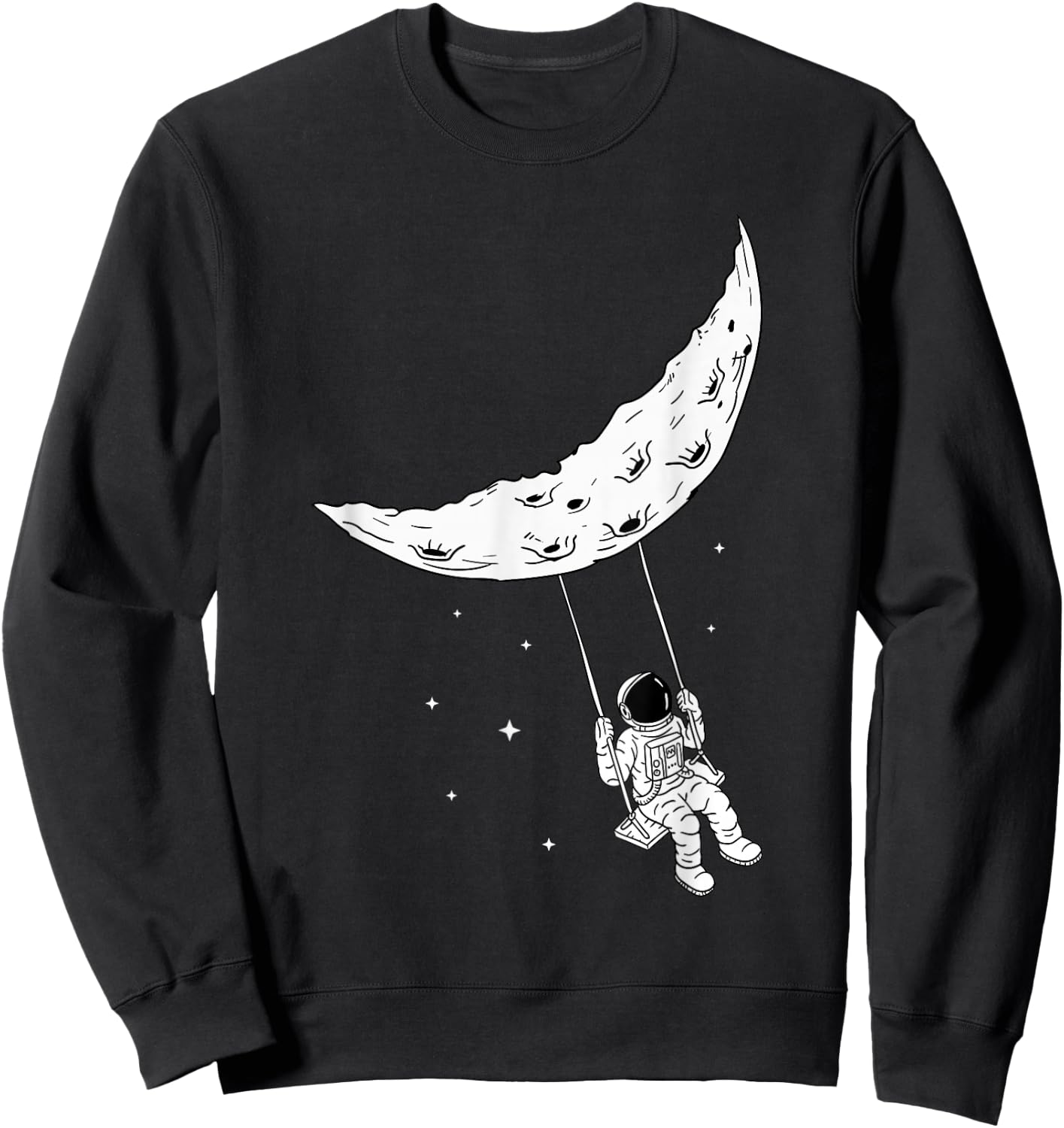 Moon Swing Man On The Moon - Space Astronomy Astronaut Sweatshirt - Sweatshirt | Black