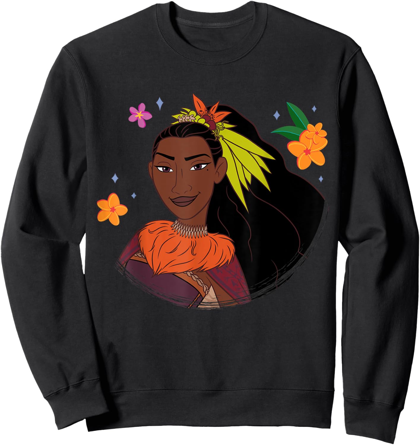 Disney Moana 2 Big Face Matangi Tropical Flowers Costume Sweatshirt - Sweatshirt | Black