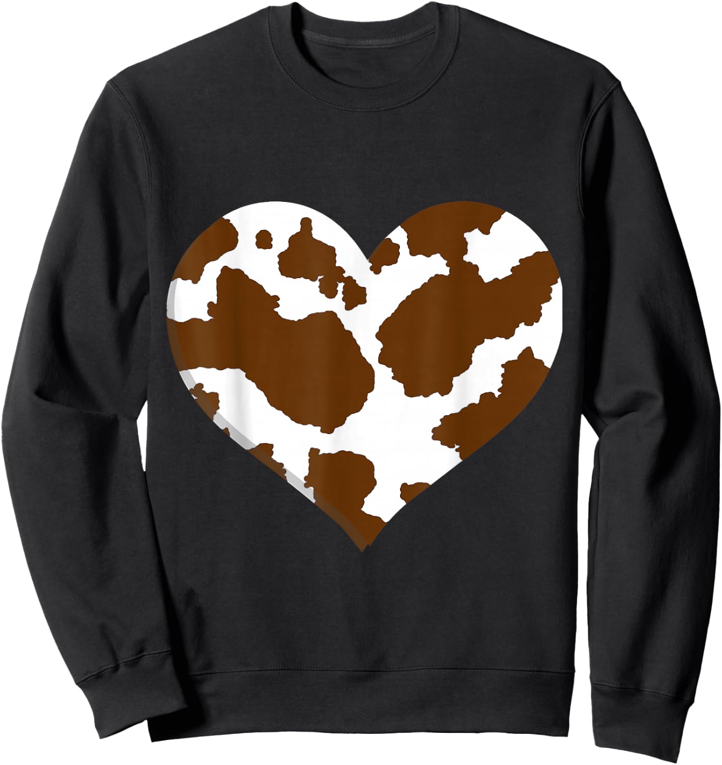 Brown Cow Print Pattren - Heart Brown Cow Pattern Man Women Sweatshirt - Sweatshirt | Black