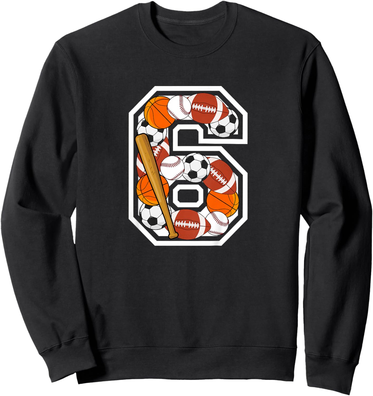Kids 6th Birthday Sports Birthday Party 6 Year Old Boy Sweatshirt - Sweatshirt | Black