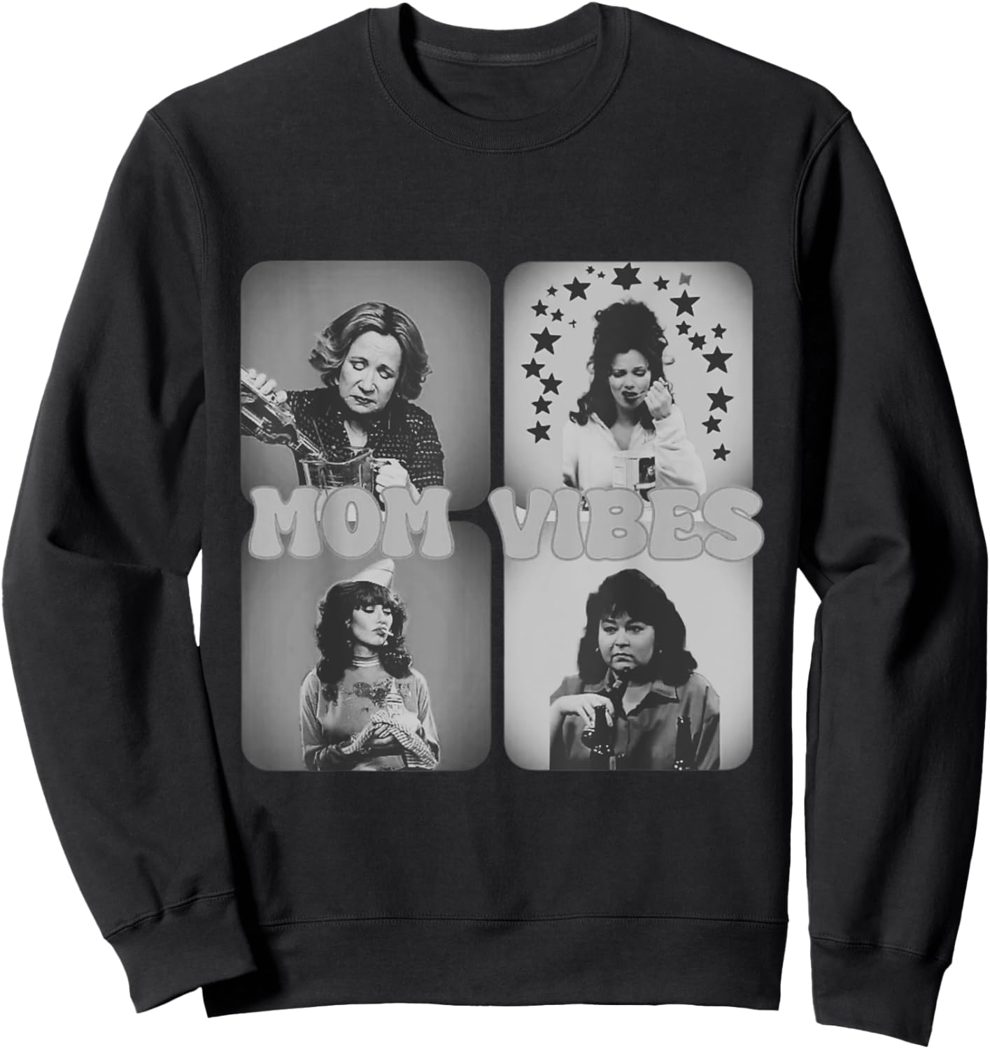 Retro Mom 90’s Vibes Vintage Mother's Day Sweatshirt - Sweatshirt | Black