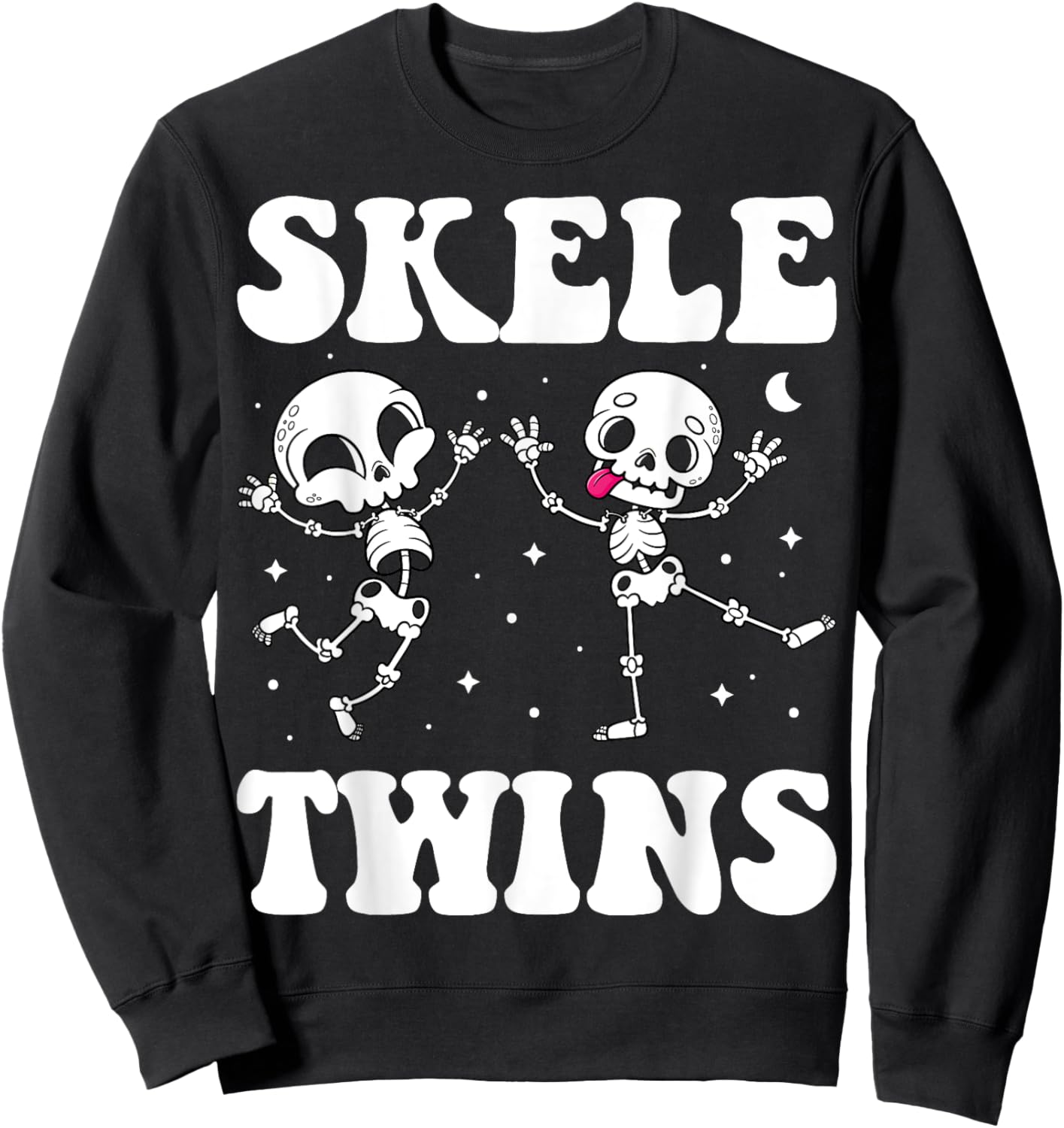 Cute Twin Day Halloween Twinning Girls Boys Outfit Funny Dancing Skeletons Twins Halloween Matching Skeletwins Sweatshirt - Sweatshirt | Black