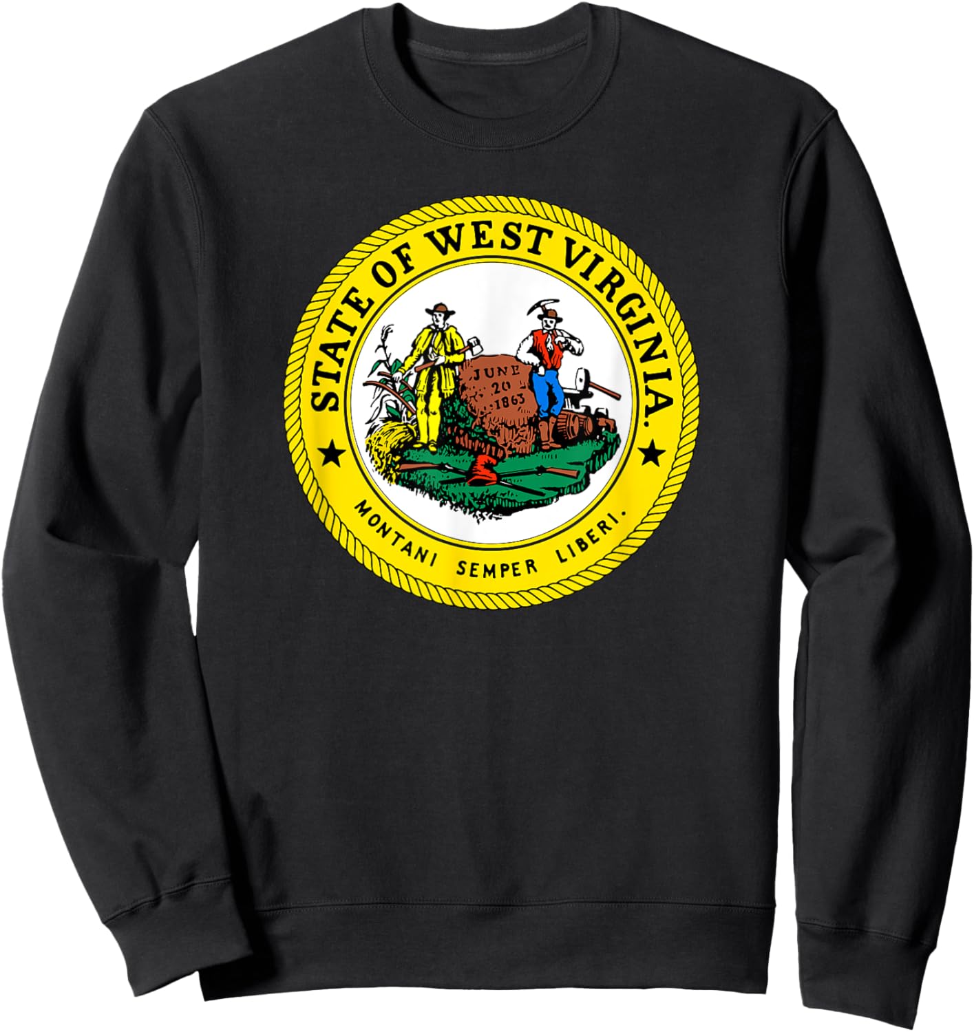 West Virginia State Seal Flag Sweatshirt - Sweatshirt | Black