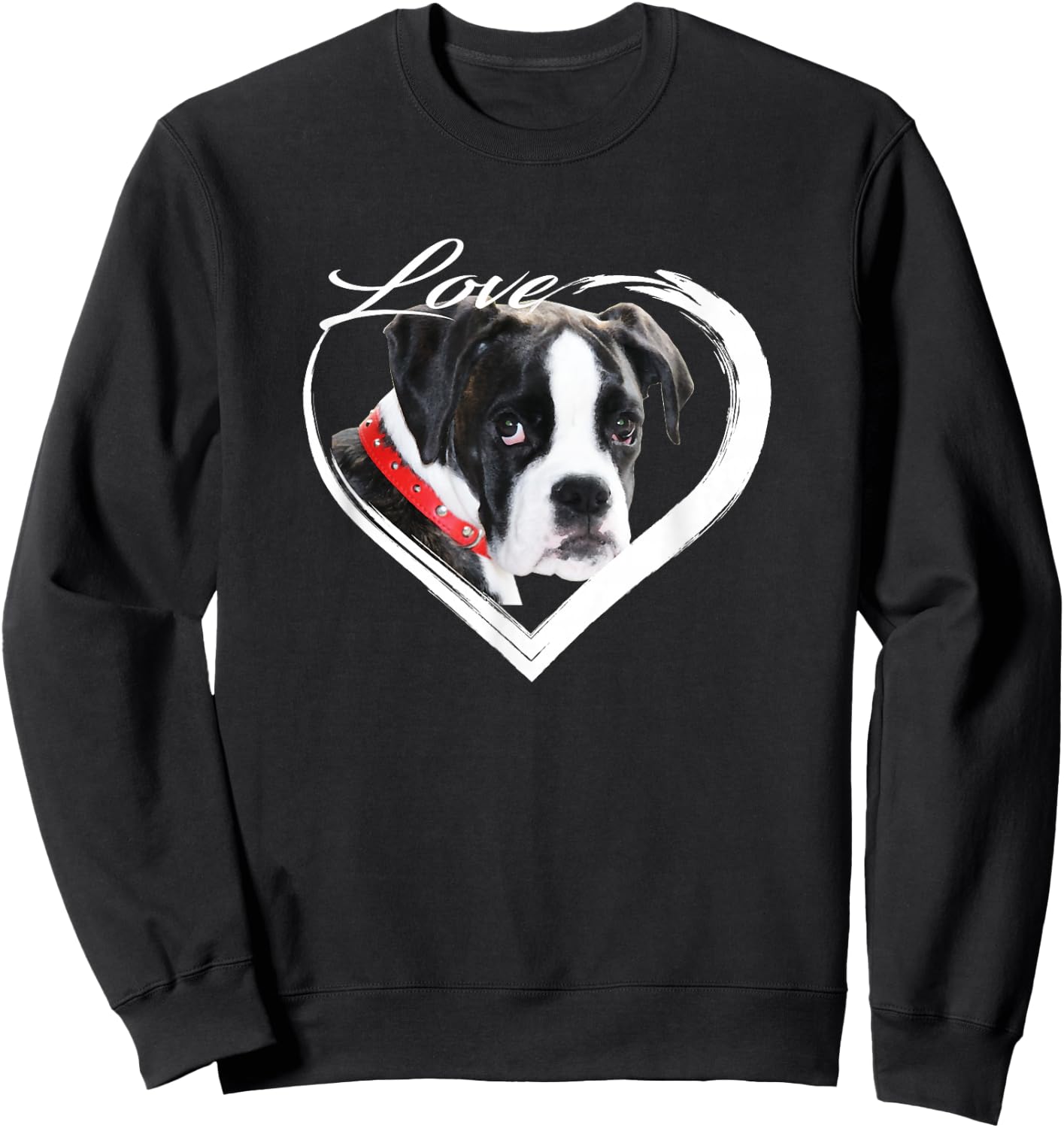 Love Boxers Black and White Puppy Dog Lover Gifts Sweatshirt - Sweatshirt | Black