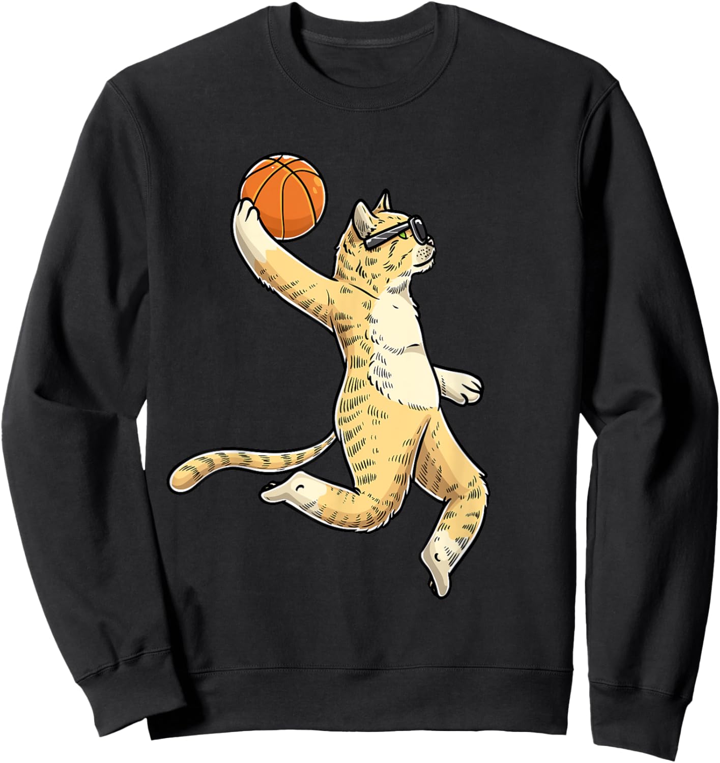 Cat With Basketball Ball Basketball Player Women Girls Kids Sweatshirt - Sweatshirt | Black