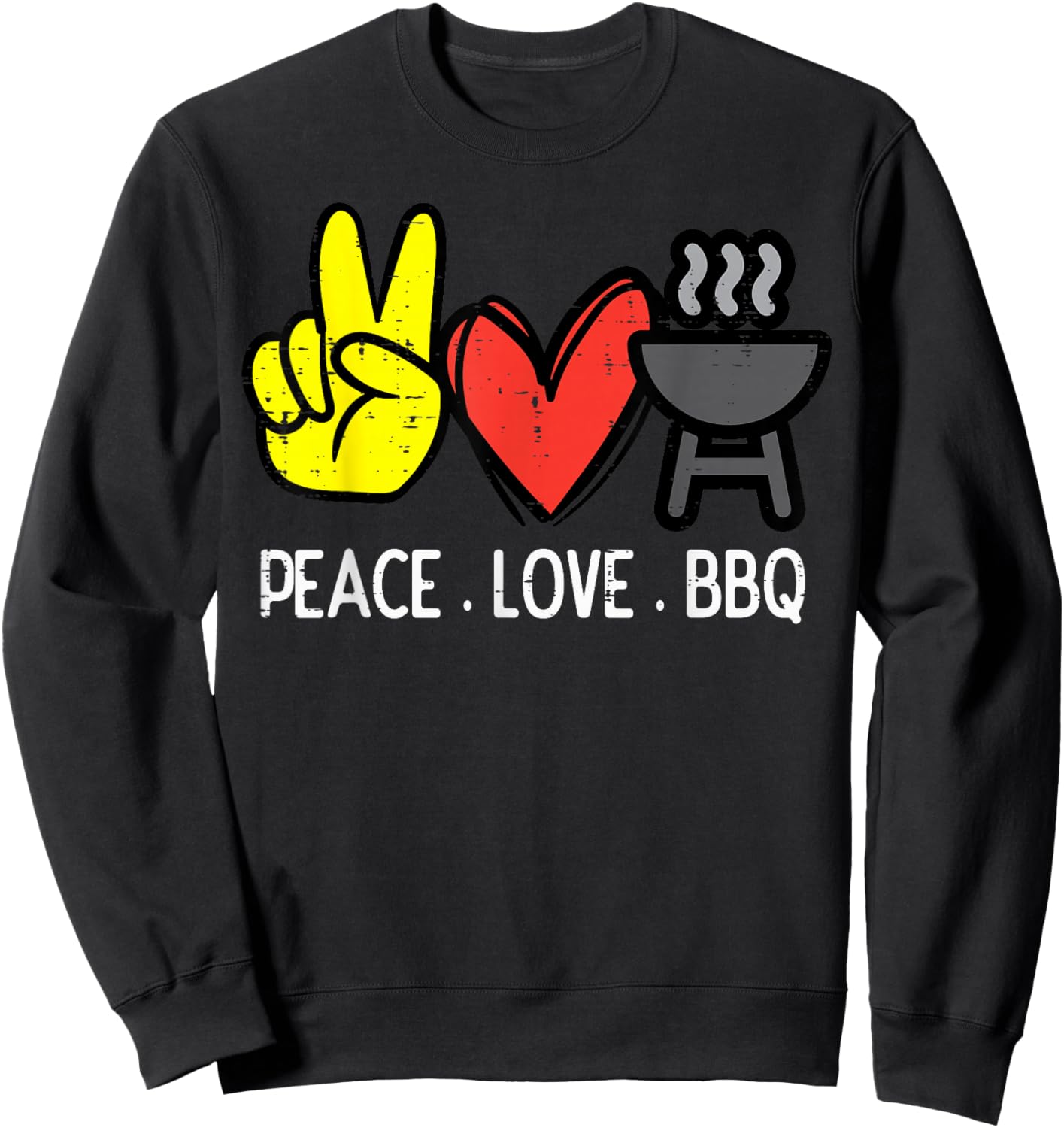 Peace Love Bbq Retro Barbecue Meat Grilling Men Women Kids Sweatshirt - Sweatshirt | Black