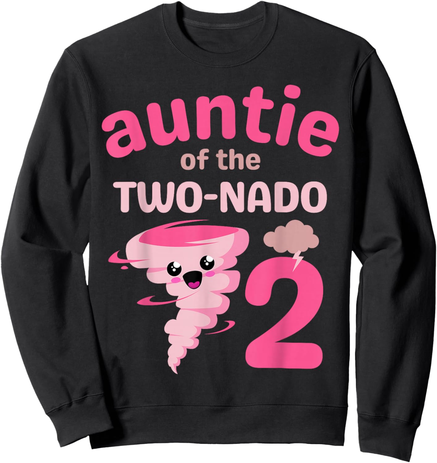 Auntie of the Two-nado Tornado Theme 2nd Birthday Party Kids Sweatshirt - Sweatshirt | Black