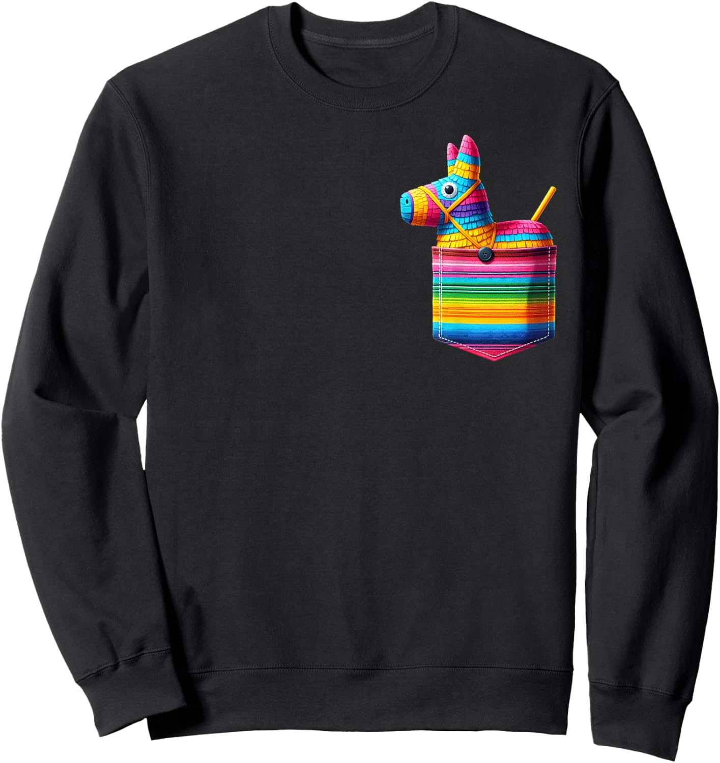Pocket Pinata Serape Cinco De Mayo Mexican Fiesta Party Kids Sweatshirt - Sweatshirt | Black