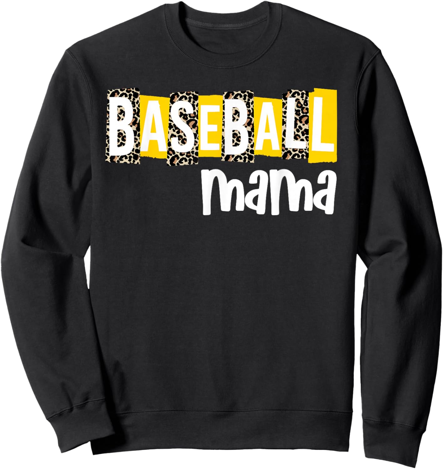 Baseball Mama Yellow Leopard Print Baseball Mom Gear Sports Sweatshirt - Sweatshirt | Black