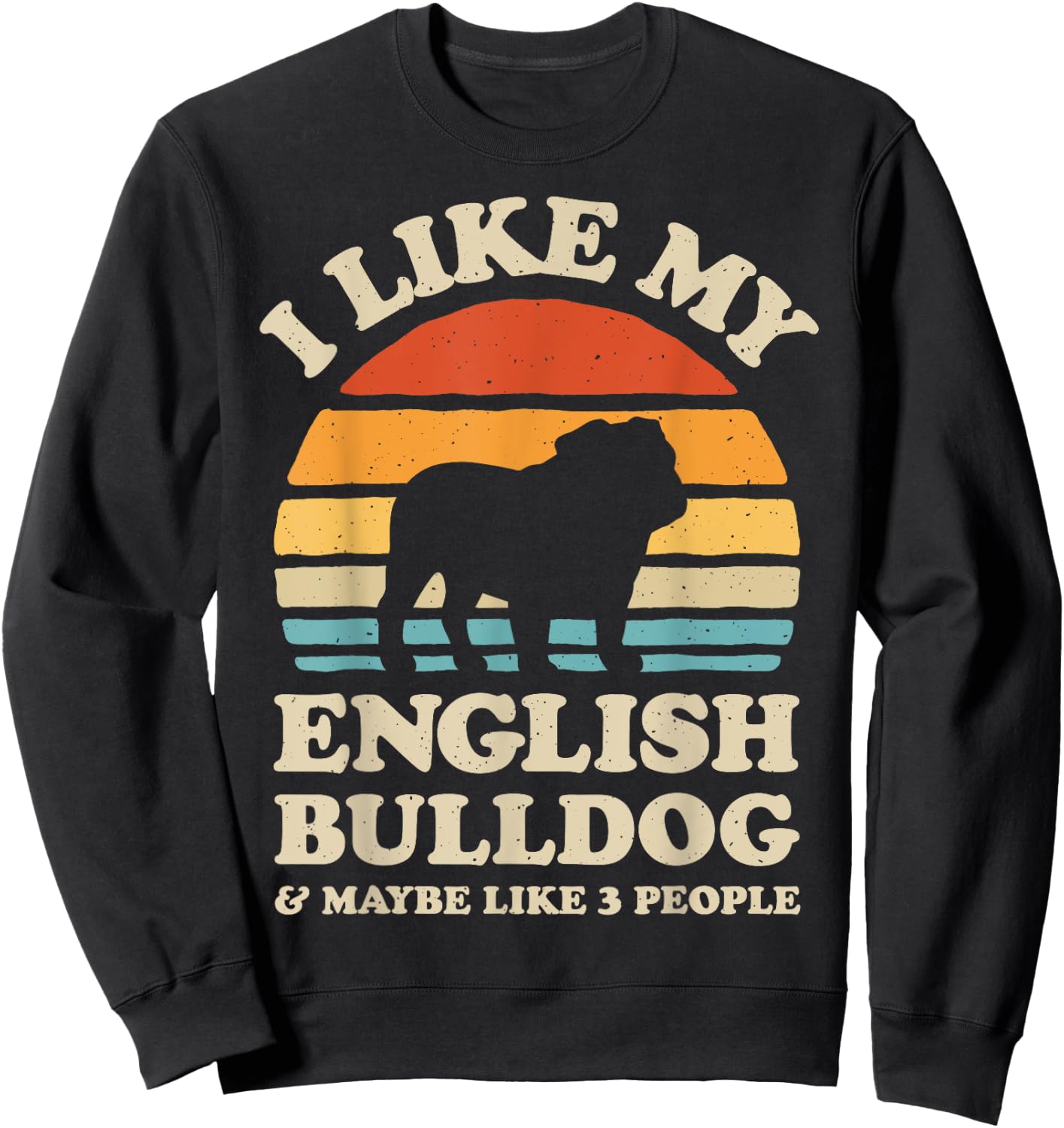 I Like My English Bulldog And Maybe Like 3 People Dog Retro Men Women Girls Kids Sweatshirt - Sweatshirt | Black