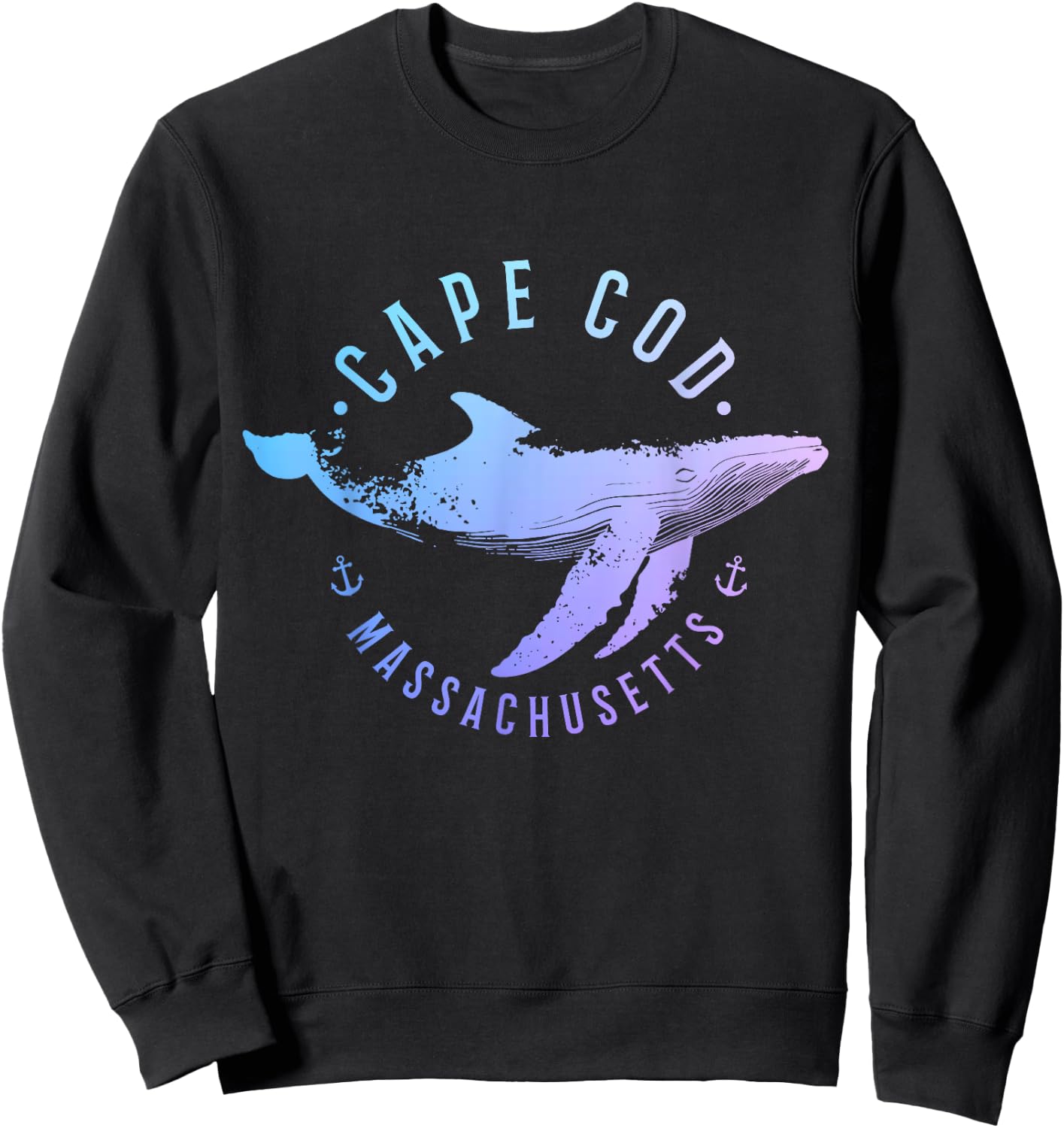 Cape Cod Massachusetts Souvenir Whale Ocean Nautical Sweatshirt - Sweatshirt | Black