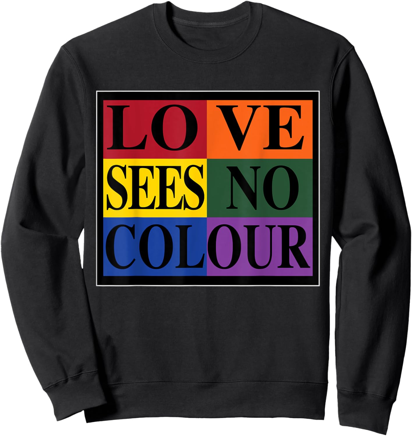 Love Sees No Colour | Retro Graphic 1990's Urban Vintage Sweatshirt - Sweatshirt | Black