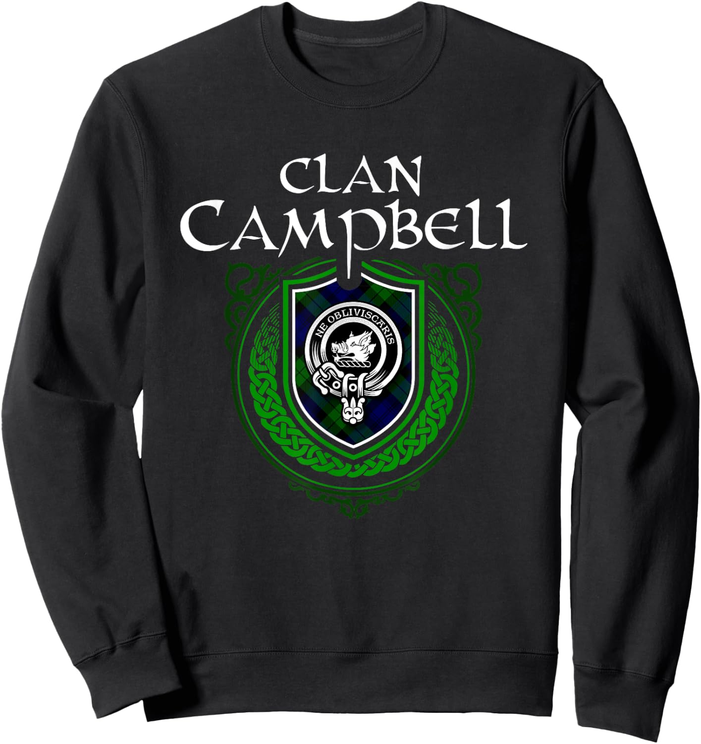 Clan Campbell Surname Scottish Clan Crest Tartan Badge Sweatshirt - Sweatshirt | Black