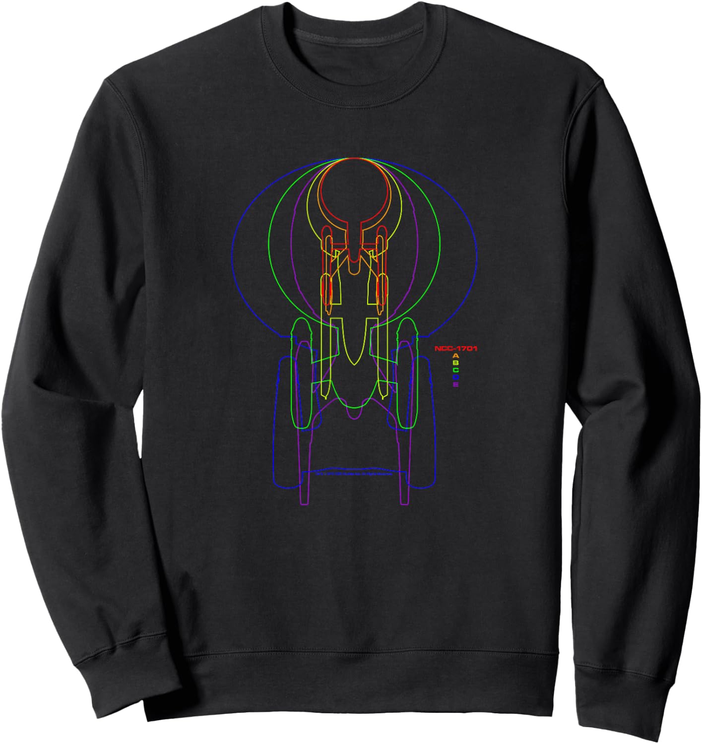 Star Trek: The Original Series Enterprise Evolution Rainbow Sweatshirt - Sweatshirt | Black