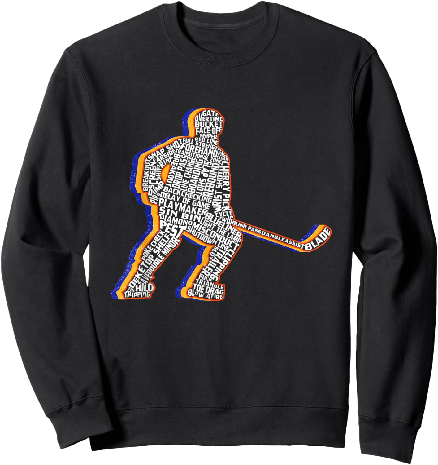 Retro Ice Hockey Player Kids Boys Youth Teens Sweatshirt - Sweatshirt | Black