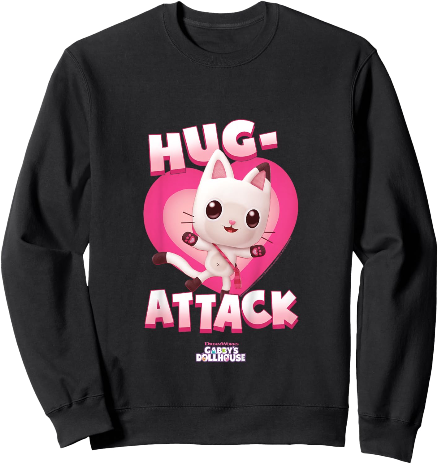 Kids DreamWorks Gabby's Dollhouse Valentine's Hug Attack! Sweatshirt - Sweatshirt | Black