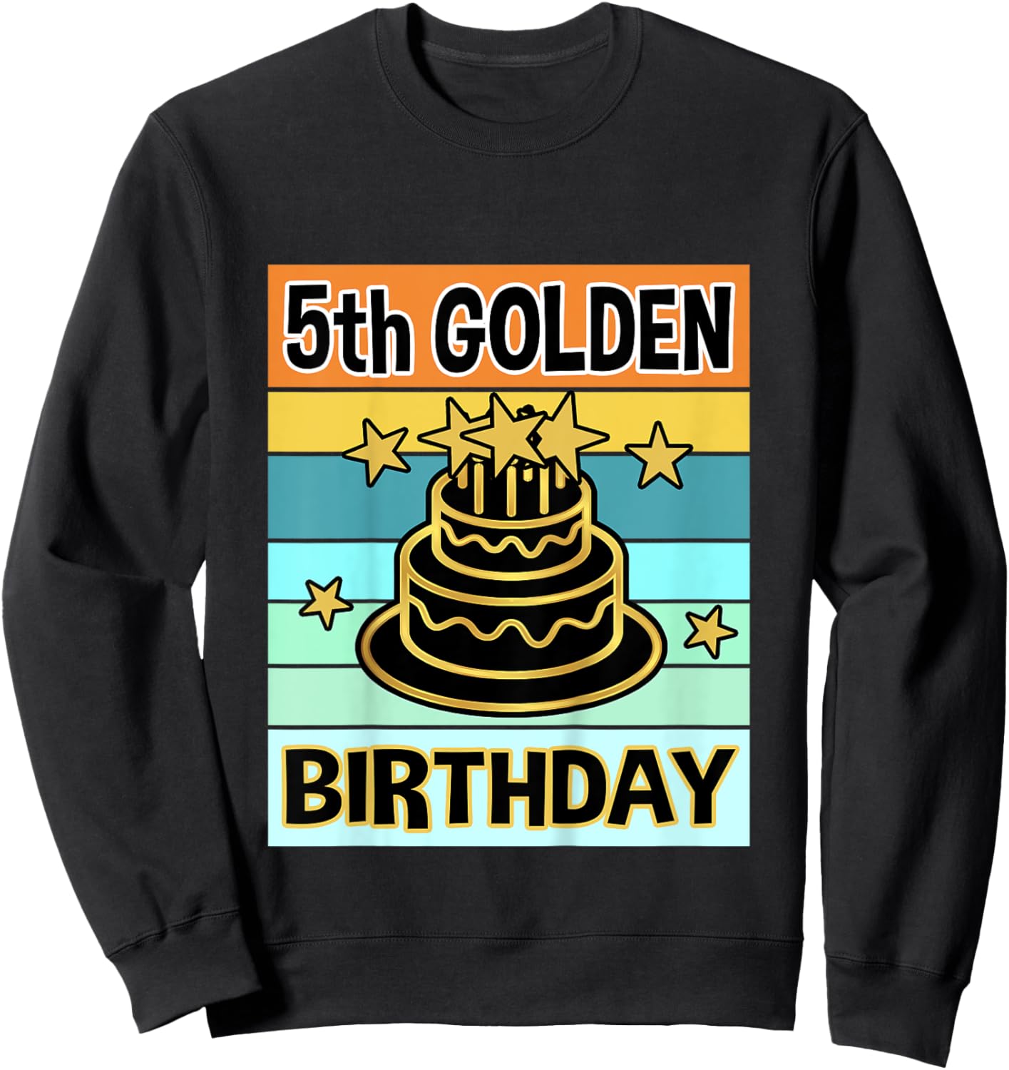 Kids Kids 5th Golden Birthday Shirt My Birthday Golden Boys Girls Sweatshirt - Sweatshirt | Black
