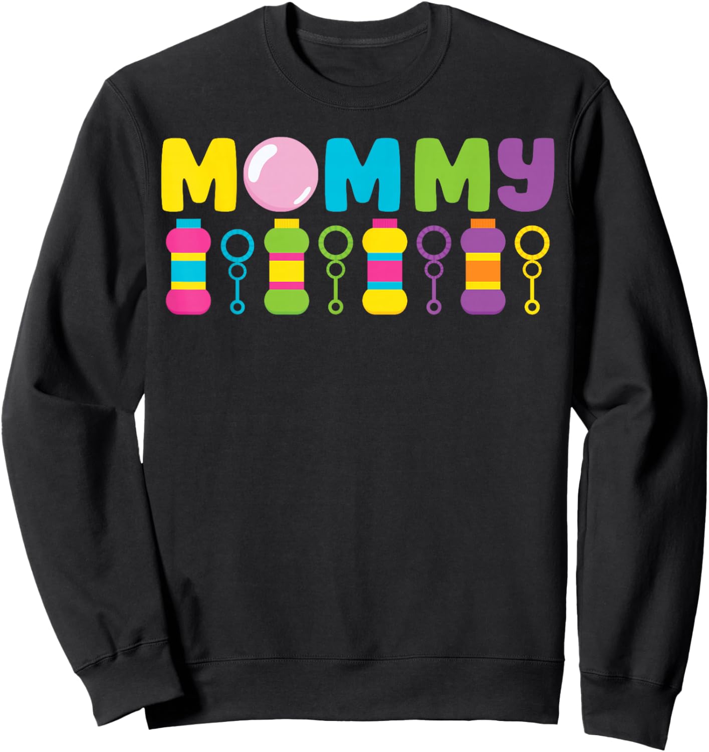 Mommy Bubble Birthday Party Bubble Wands Themed Matching Sweatshirt - Sweatshirt | Black