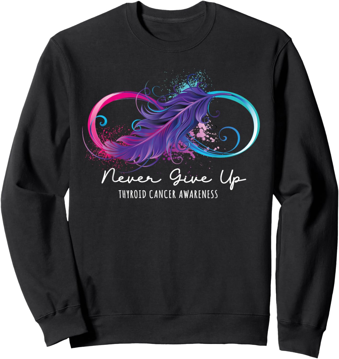 Thyroid Cancer Awareness Survivor Ribbon Strong Family Sweatshirt - Sweatshirt | Black