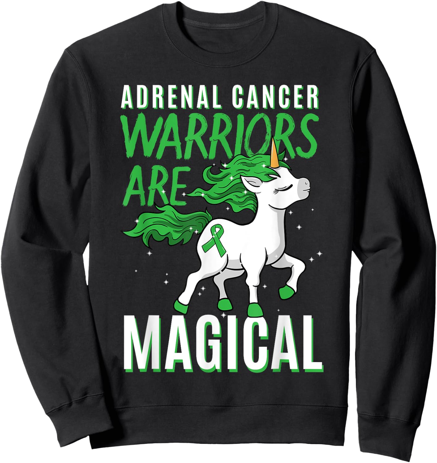 Adrenal Cancer Awareness Adrenal Cortical Carcinoma Unicorn Sweatshirt - Sweatshirt | Black