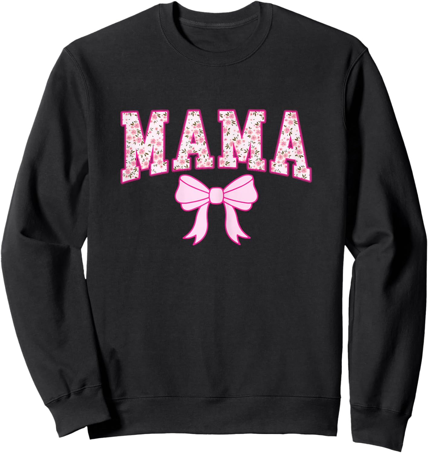 Mama Coquette Bow Retro Pink Aesthetic Mother's Day Mom Life Sweatshirt - Sweatshirt | Black