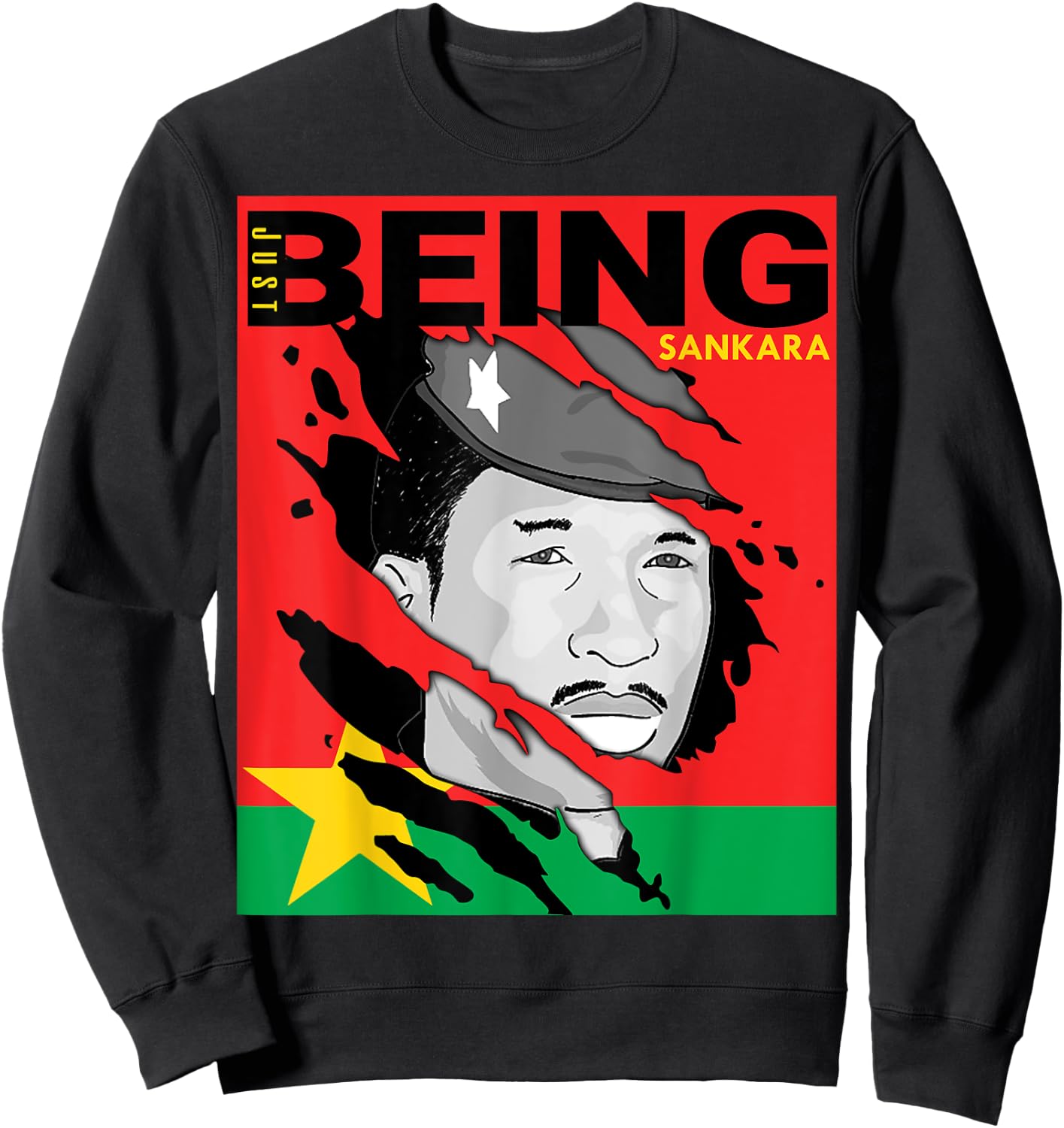 Just Being Thomas Sankara Burkina Faso Flag Sweatshirt - Sweatshirt | Black