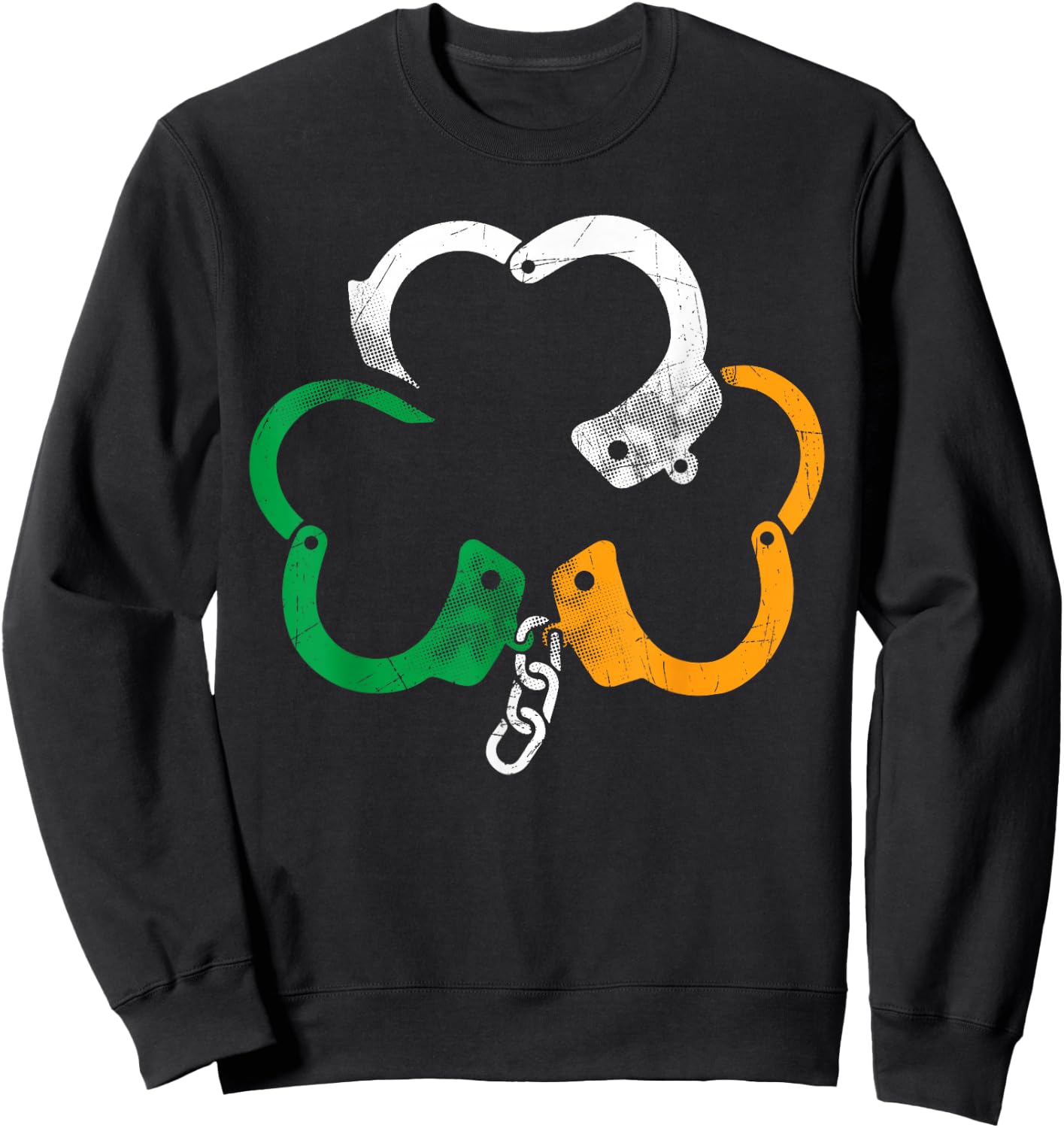 Handcuffs Irish Flag Shamrock Police St. Patrick's Day Sweatshirt - Sweatshirt | Black