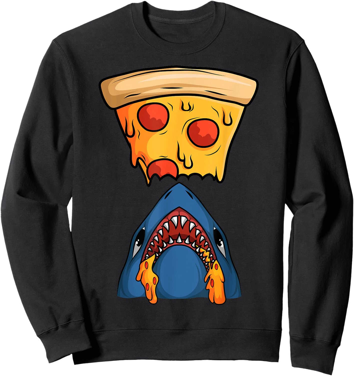 Cool Pizza Round Pizzetta Lover Shark Fan Pizzaiolo Pizzeria Sweatshirt - Sweatshirt | Black