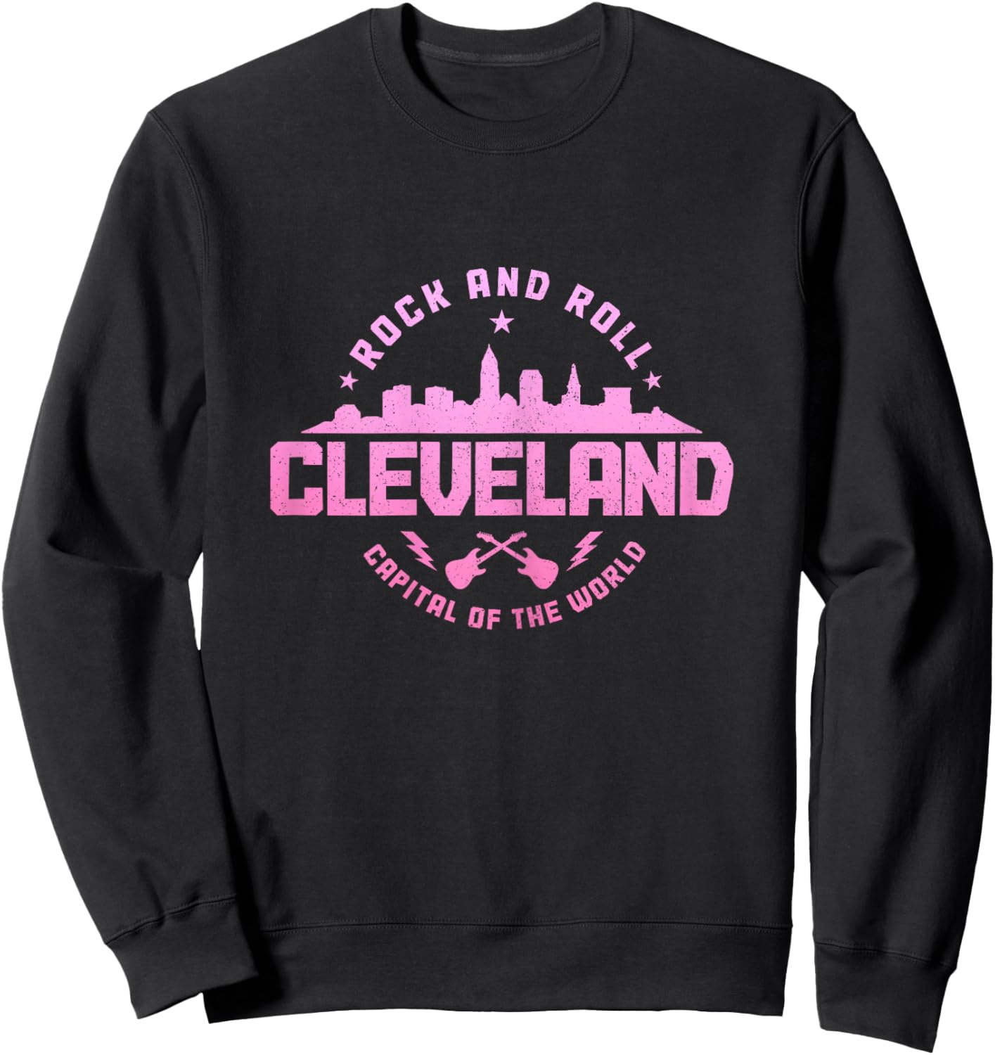Cleveland Ohio Rock & Roll Music Guitar Player Vintage Sweatshirt - Sweatshirt | Black