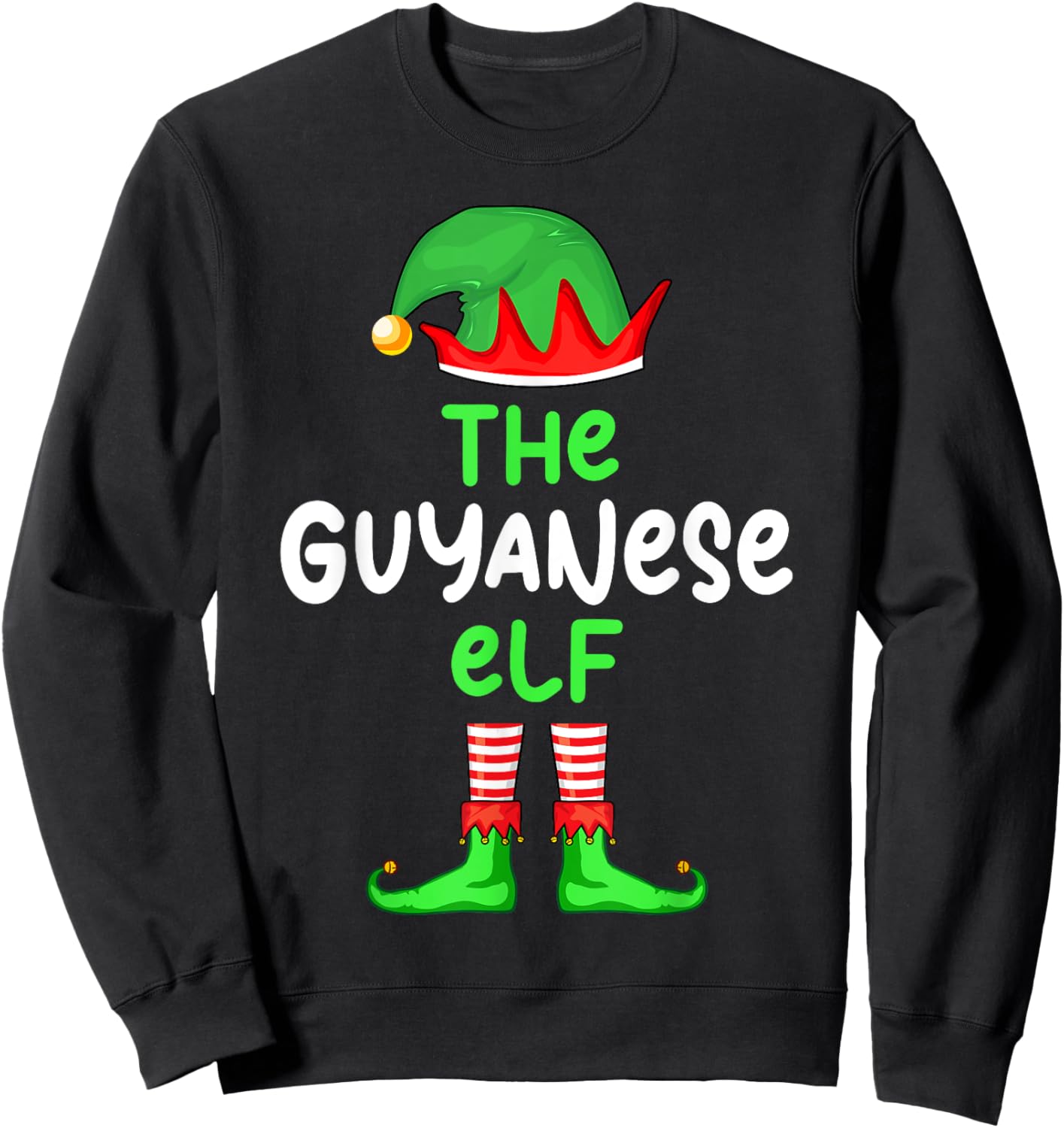 I'm The Guyanese Elf Guyana Christmas Funny Pajama Sweatshirt - Sweatshirt | Black