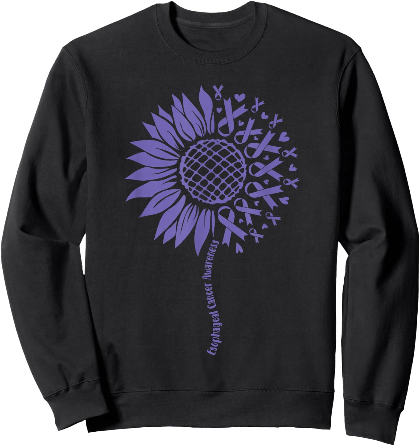 Esophageal Cancer Awareness Sunflower ribbon. Esophageal Sweatshirt - Sweatshirt | Black