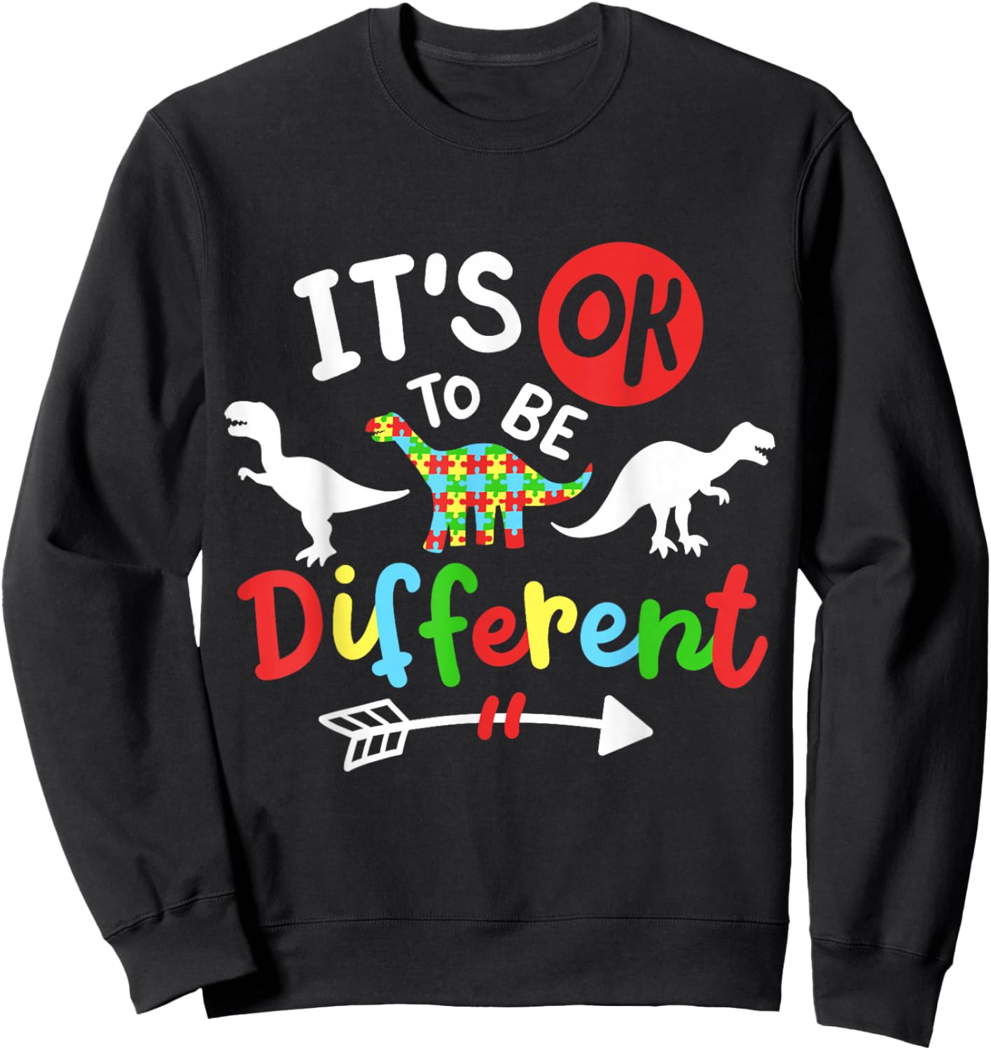 Autism Awareness Dinosaur Sweatshirt - Sweatshirt | Black