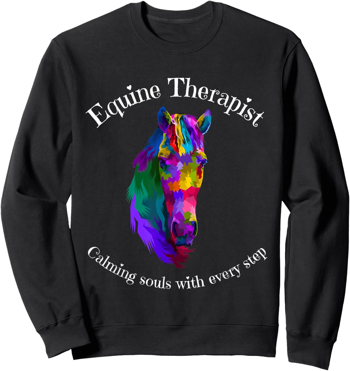 Equine Therapist Calming Horse Riding Therapy Soul Colorful Sweatshirt - Sweatshirt | Black