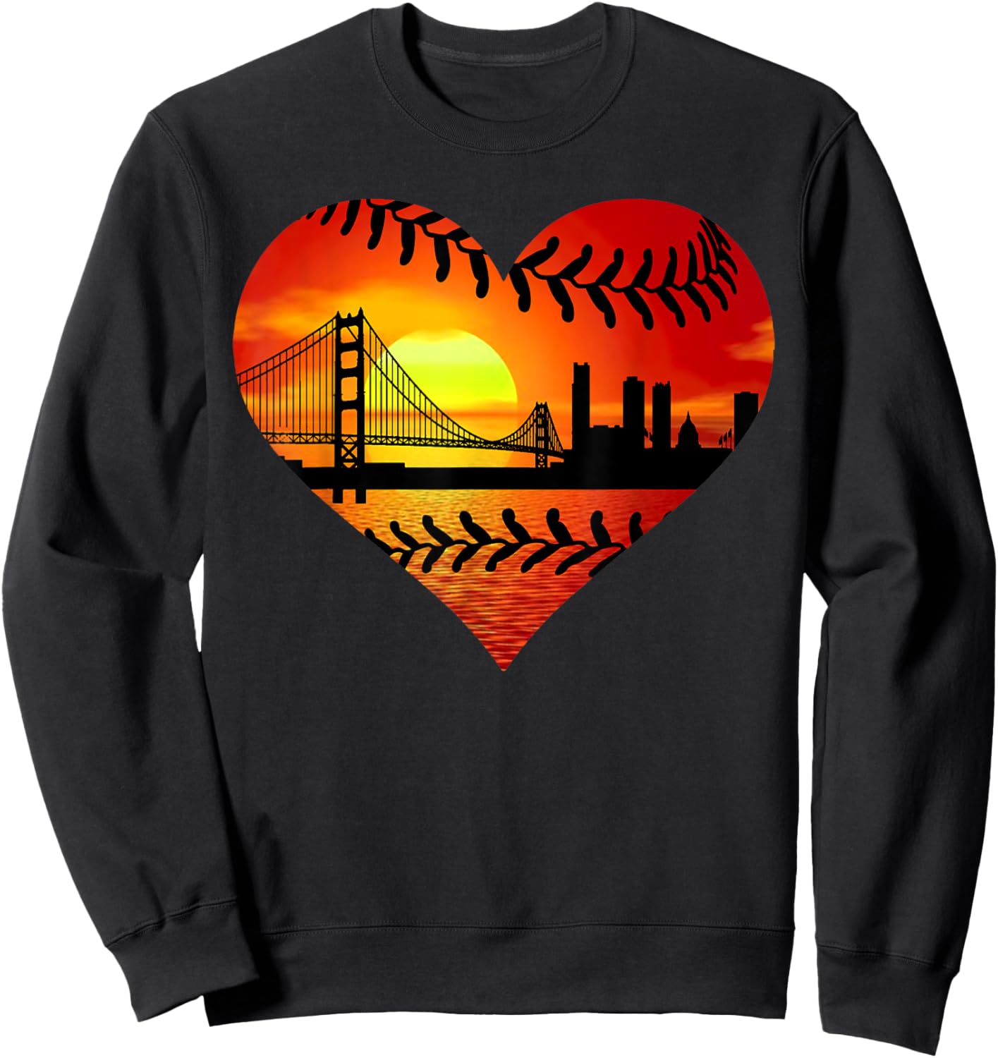 US San Francisco Baseball Patriotic Baseball Vintage Heart Sweatshirt - Sweatshirt | Black