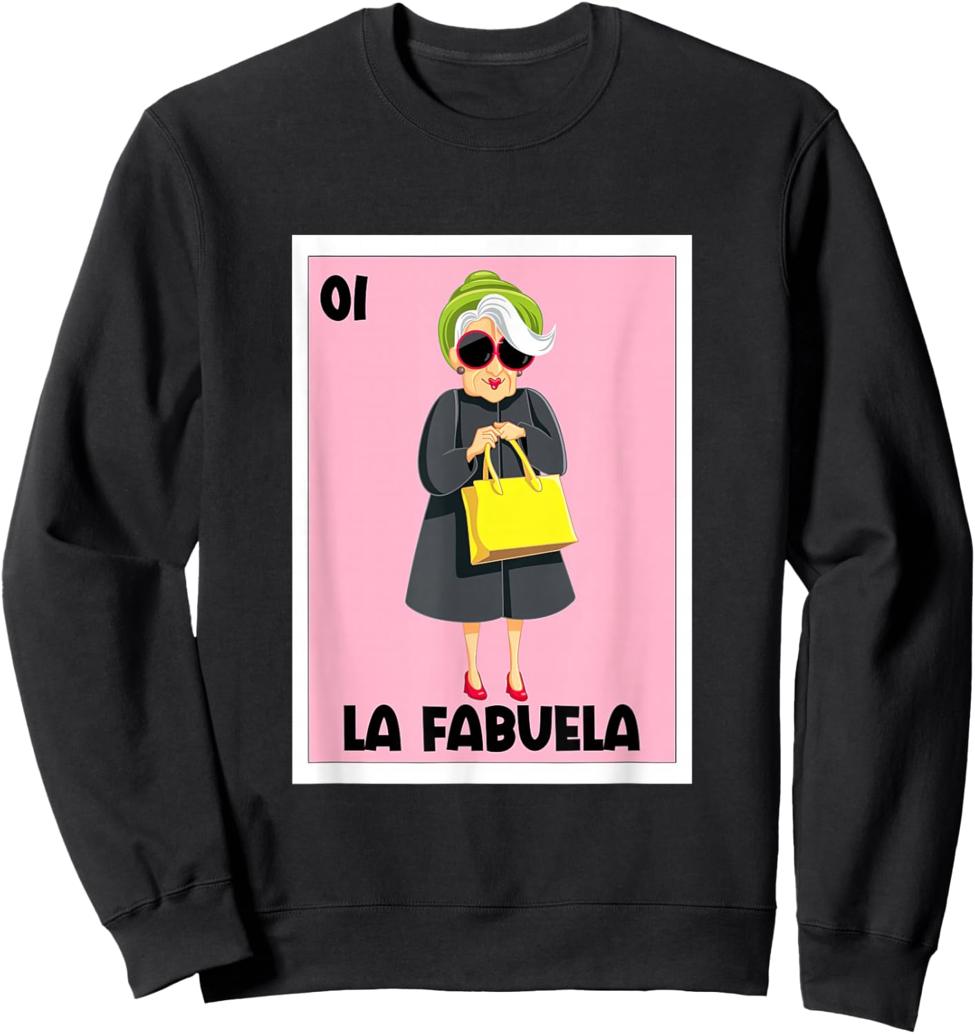La Fabuela Mexican Bingo Card Game Spanish Grandma Abuela Sweatshirt - Sweatshirt | Black