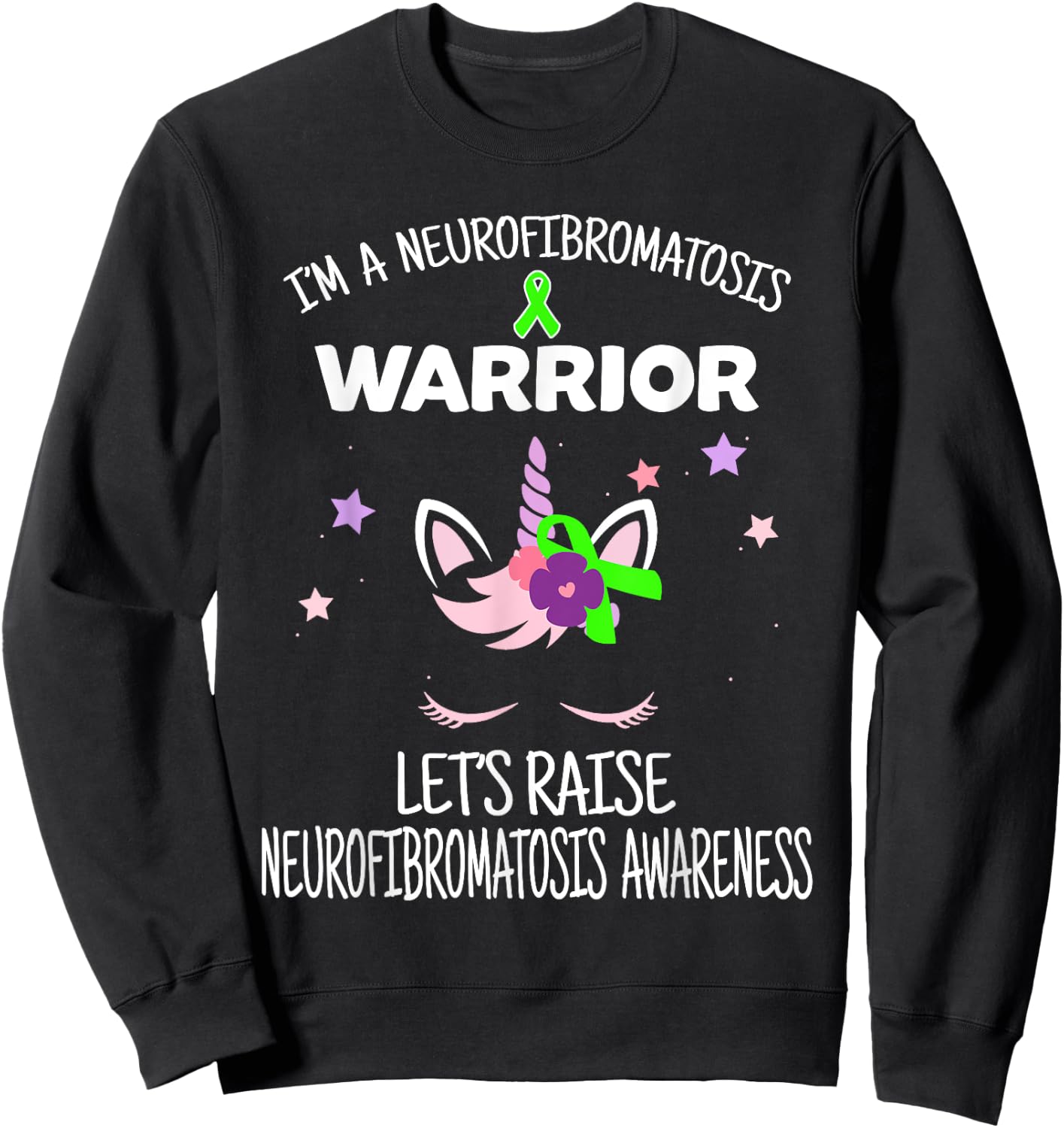 Unicorn Neurofibromatosis Awareness Gift, Neurofibromatosis Sweatshirt - Sweatshirt | Black