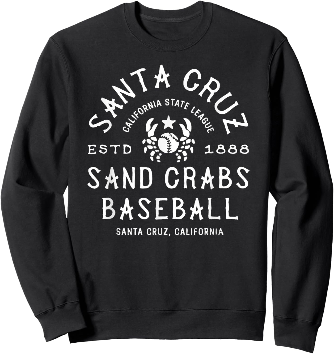 Vintage Santa Cruz California Sand Crabs Defunct Baseball Sweatshirt - Sweatshirt | Black