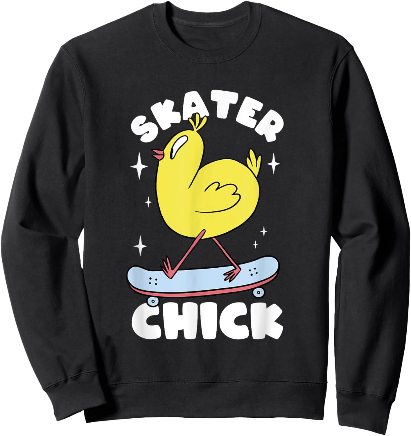 Skater Chick Cute Chicken Skateboard Skateboarding Girls Sweatshirt - Sweatshirt | Black