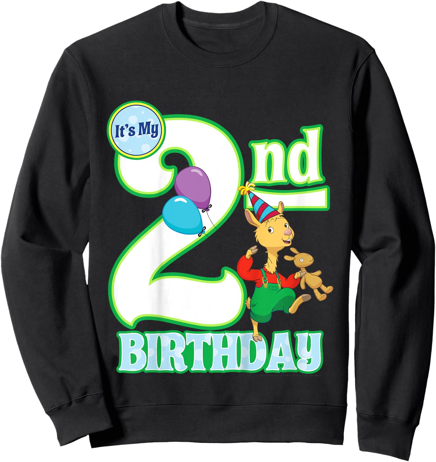 Kids Children's Second Birthday Official Llama Llama Shirt Sweatshirt - Sweatshirt | Black
